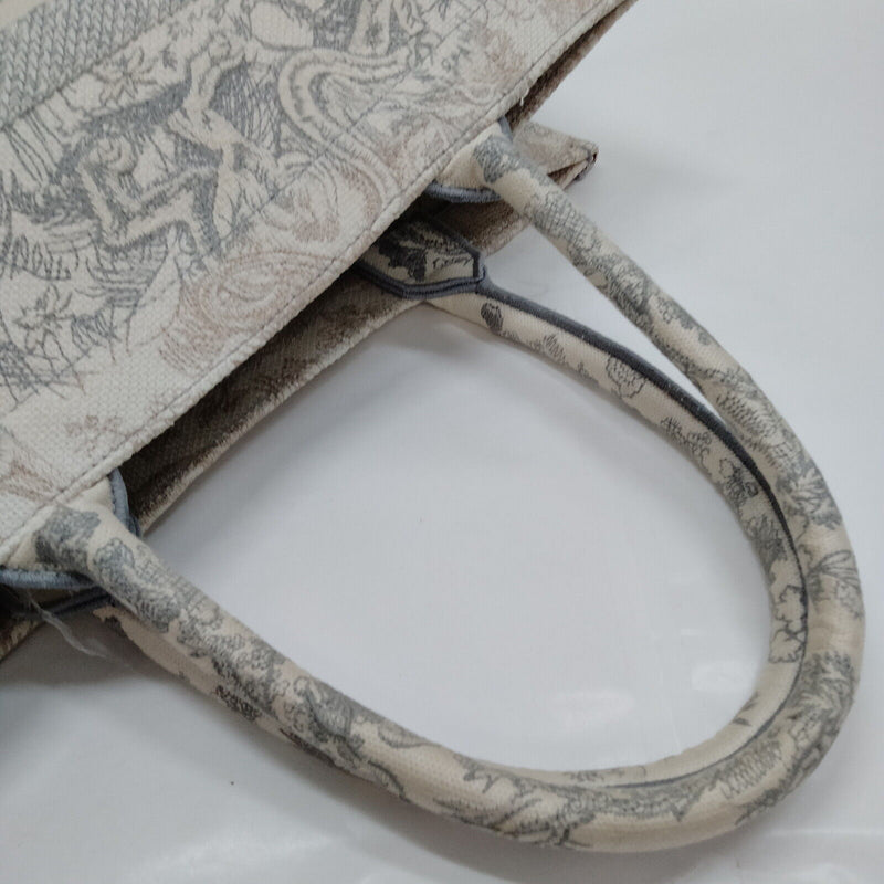 Christian Dior Tote Bag Book Gray Canvas