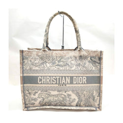 Christian Dior Tote Bag Book Gray Canvas