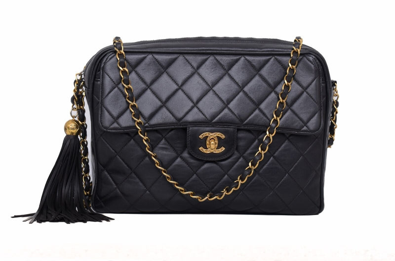 Chanel Black Quilted Leather Gold Cc