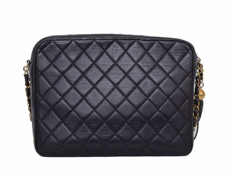 Chanel Black Quilted Leather Gold Cc