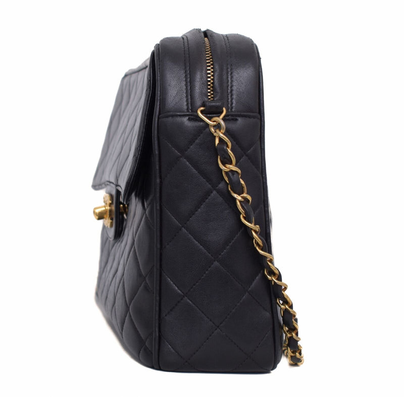 Chanel Black Quilted Leather Gold Cc