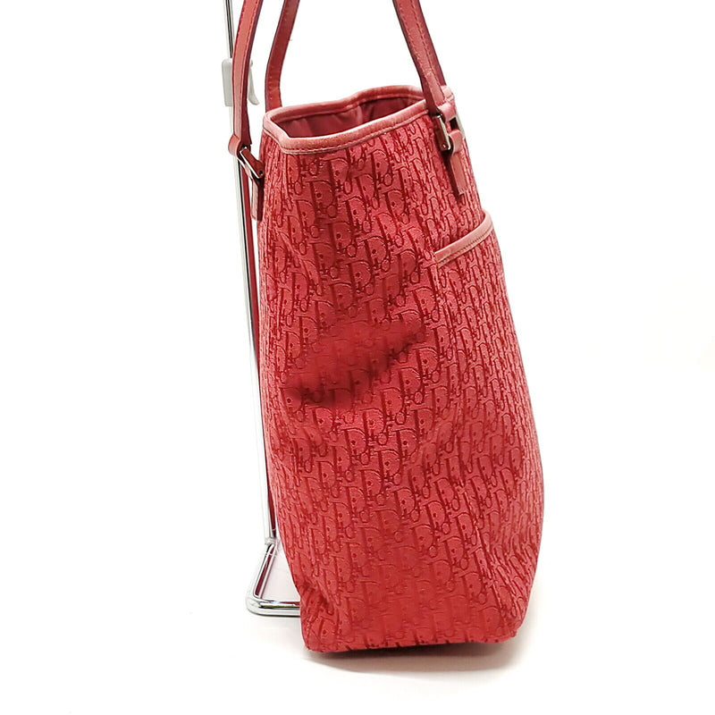 Christian Dior Tote Bag Red Canvas