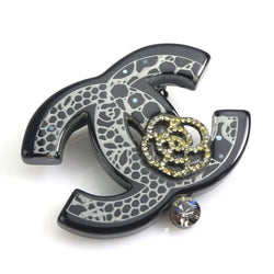 Chanel Cc Logo Brooch Black/Silver