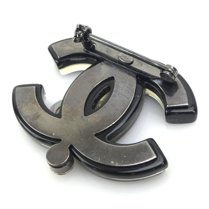 Chanel Cc Logo Brooch Black/Silver