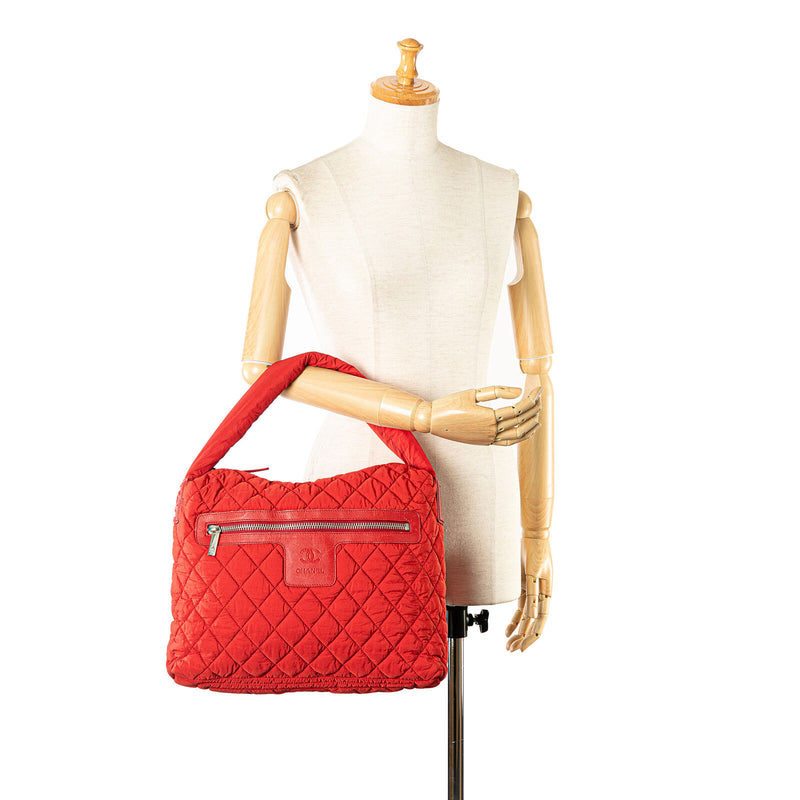 Chanel Quilted Coco Cocoon Hobo Red