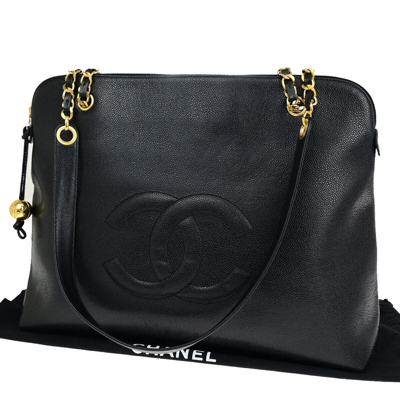 Chanel Cc Logo Chain Shoulder Bag Caviar