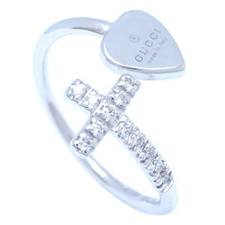 Gucci Heart Cross 18K White Gold Ring