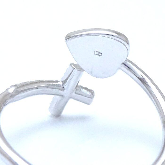 Gucci Heart Cross 18K White Gold Ring