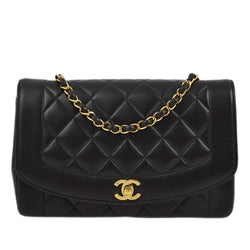 Chanel Black Lambskin Medium Diana