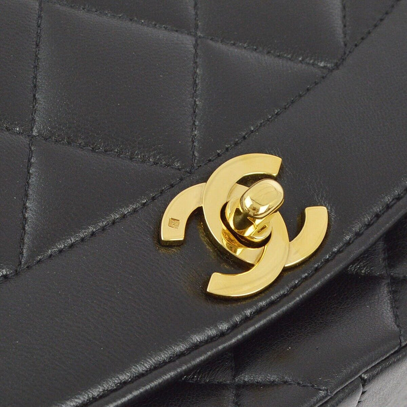 Chanel Black Lambskin Medium Diana