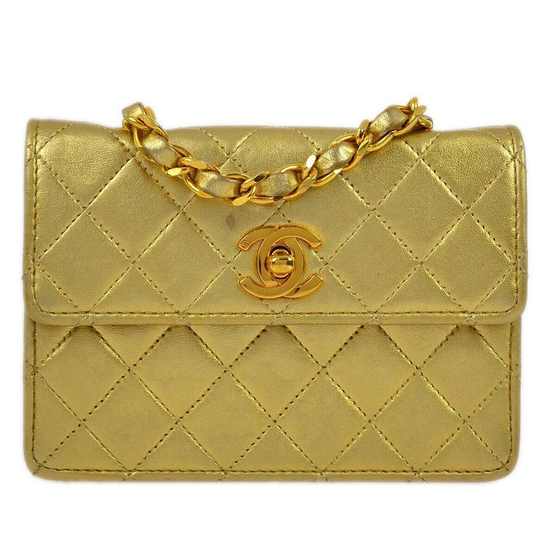 Chanel Gold Lambskin Straight Flap