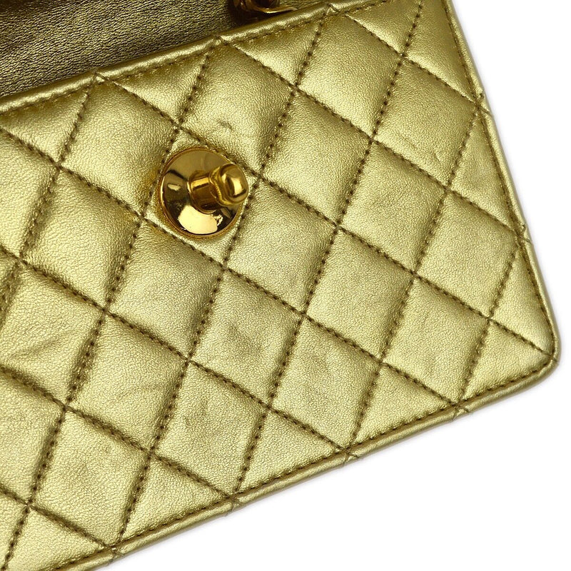 Chanel Gold Lambskin Straight Flap