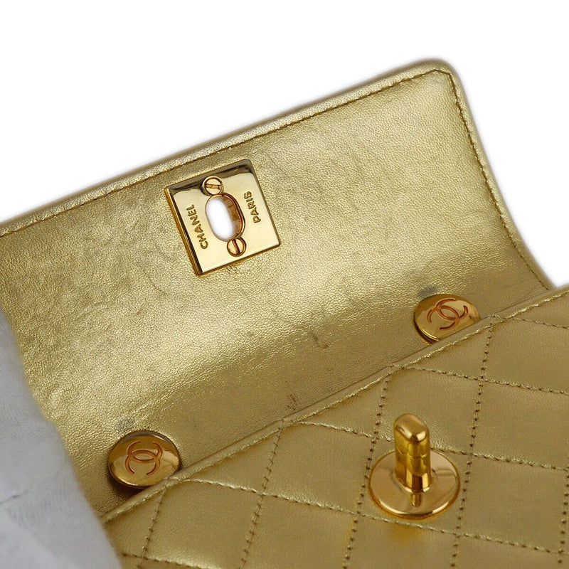 Chanel Gold Lambskin Straight Flap