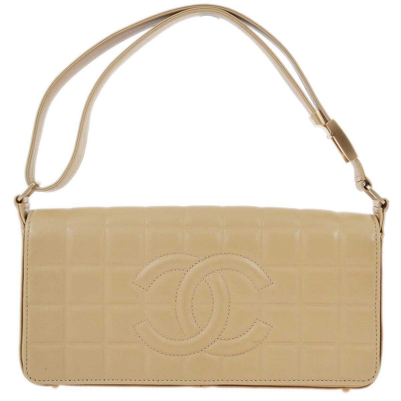 Chanel Beige Lambskin Choco Bar Shoulder