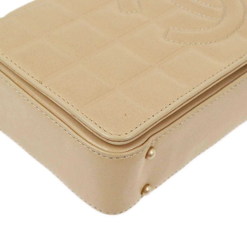 Chanel Beige Lambskin Choco Bar Shoulder