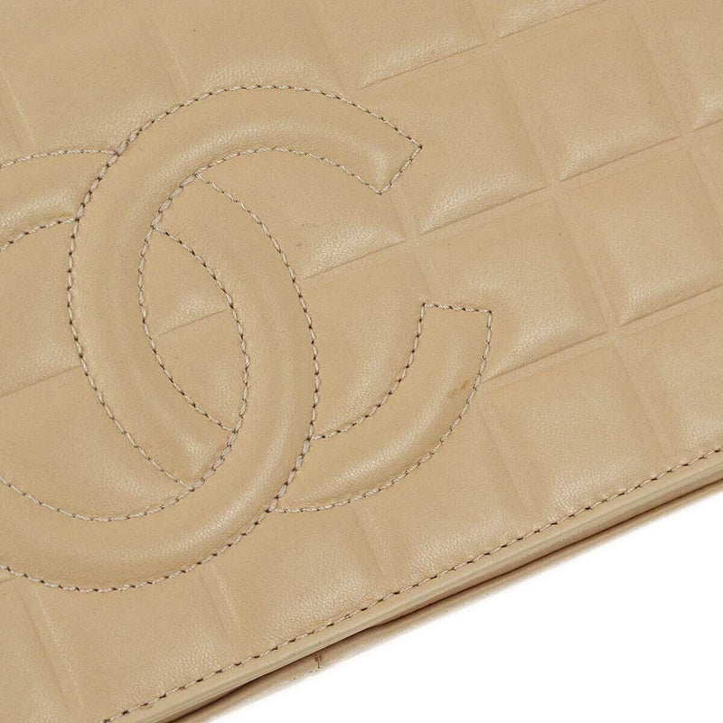 Chanel Beige Lambskin Choco Bar Shoulder