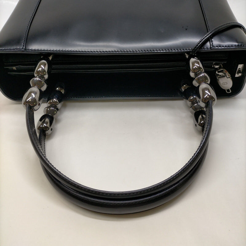 Christian Dior Hand Bag Black Leather