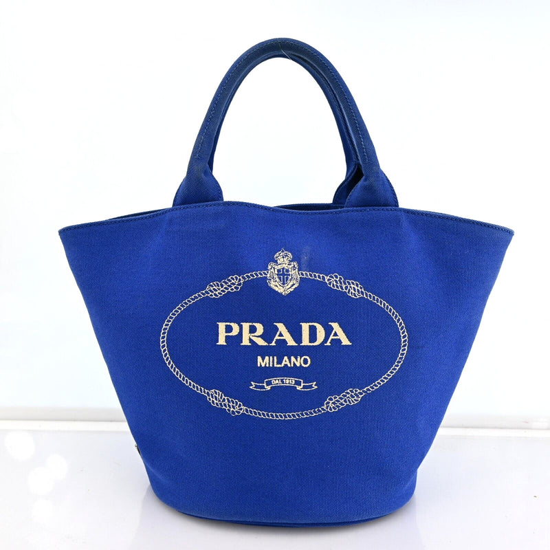 Prada Logos Canapa Canvas Hand Bag