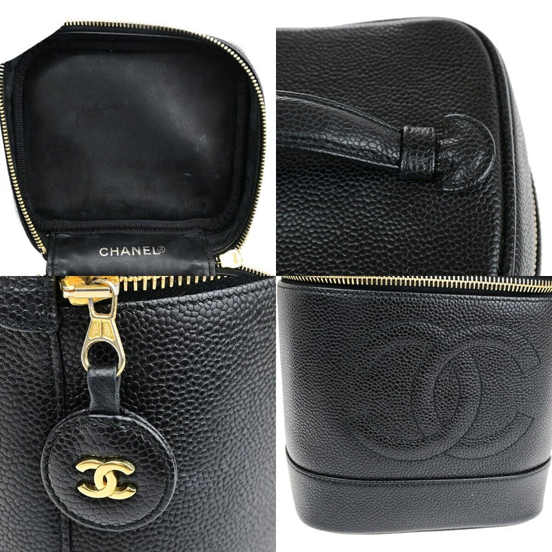 Chanel Cc Logo Vanity Hand Bag Caviar