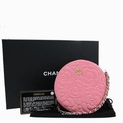 Chanel Cc Logo Camellia Round Mini Chain