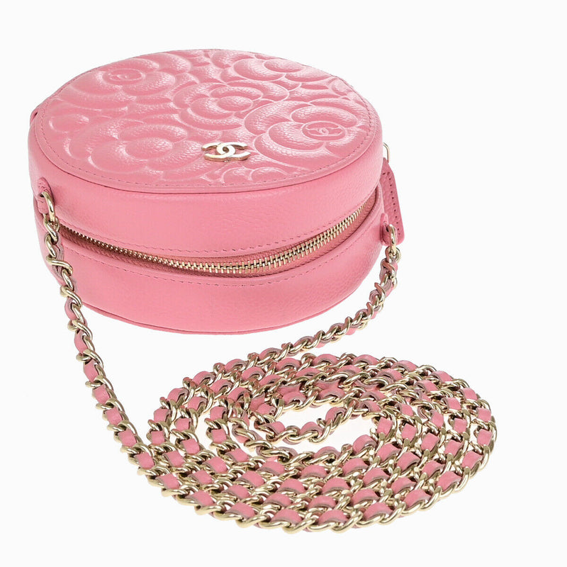 Chanel Cc Logo Camellia Round Mini Chain