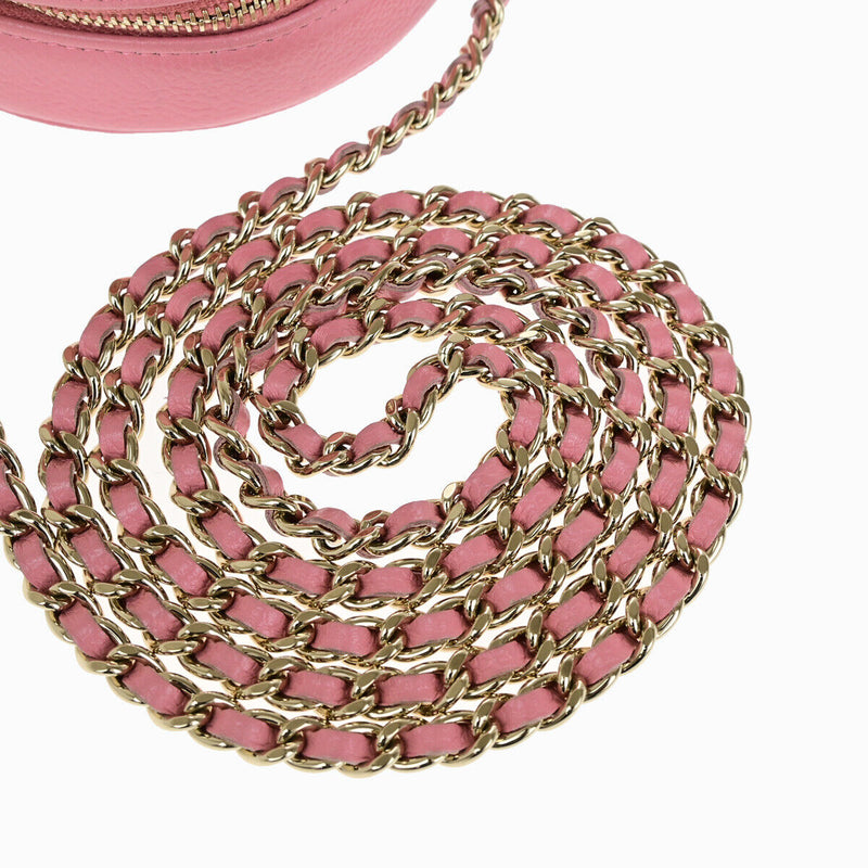 Chanel Cc Logo Camellia Round Mini Chain