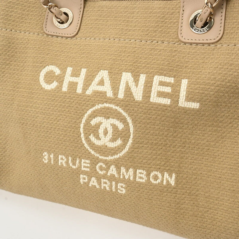 Chanel Deauville Mm Chain Tote Beige Bag