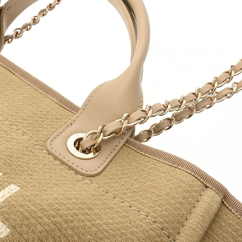 Chanel Deauville Mm Chain Tote Beige Bag