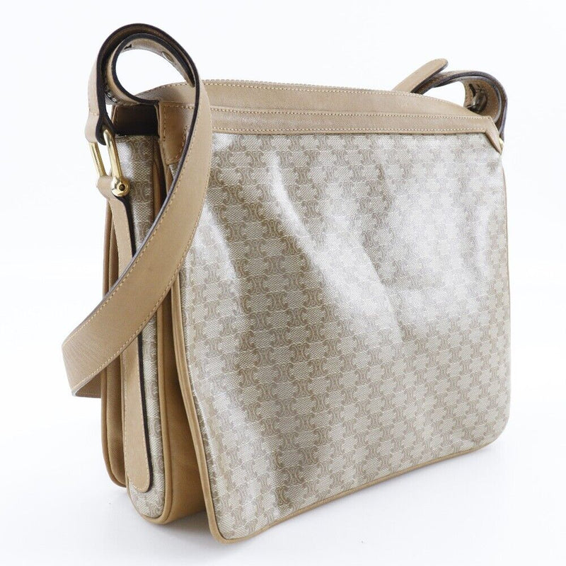 Celine Macadam Shoulder Bag Beige Pvc