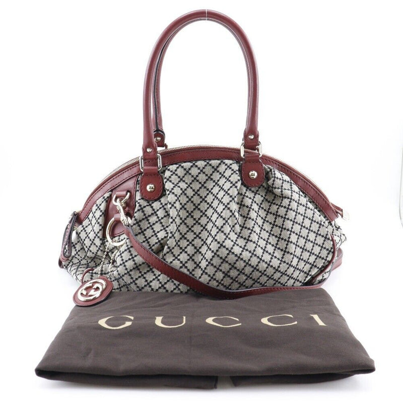 Gucci Diamante Handbag Sukey Gray / Red