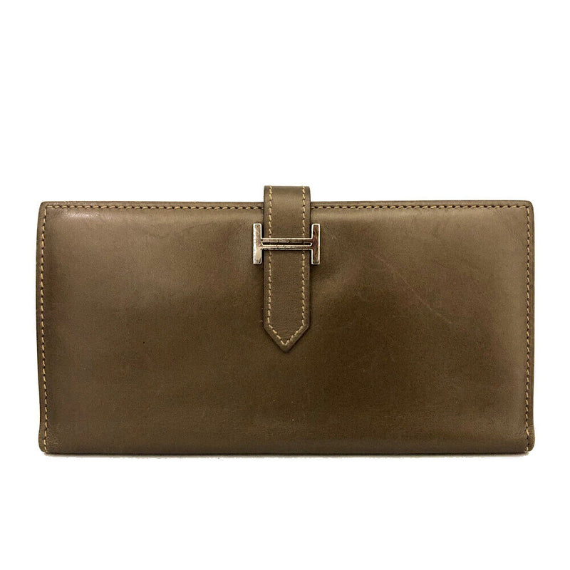 Hermes Bearn Box Calf Leather Long