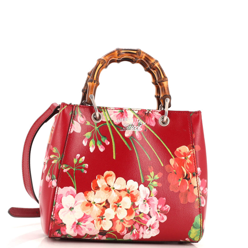 Gucci Bamboo Shopper Tote Blooms Print