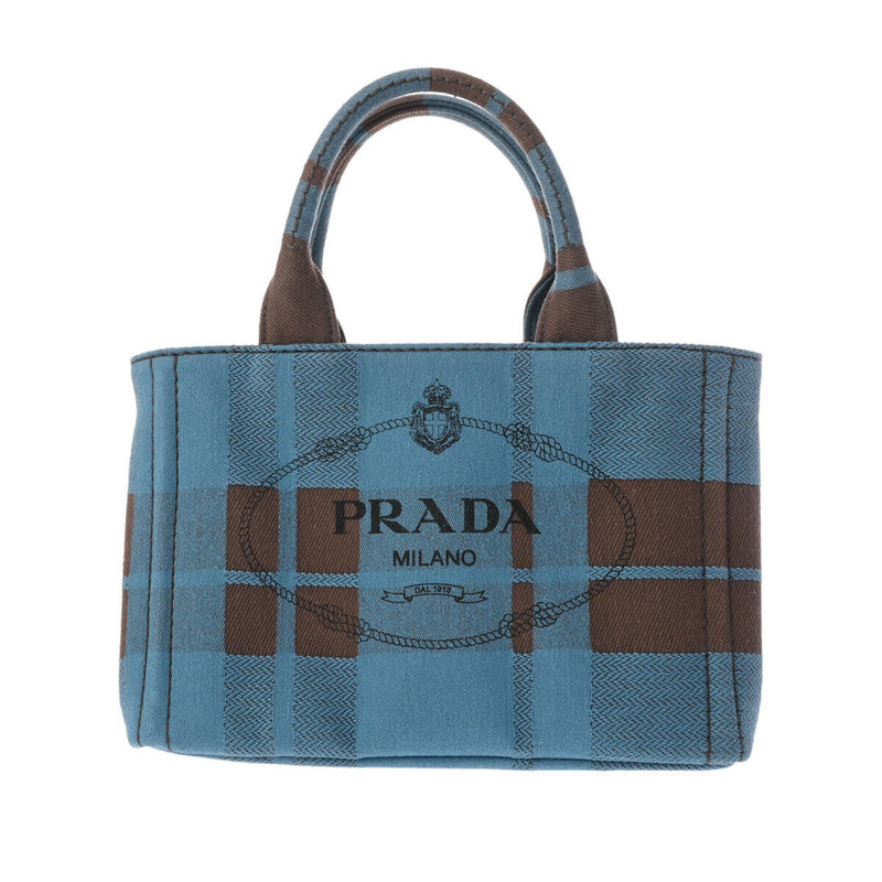 Prada Canapa Mini Tote 2Way Blue / Brown