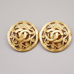 Chanel Cc Logo Round Button Earrings 95A