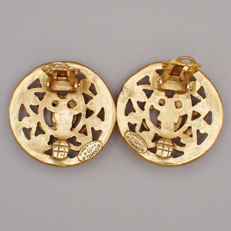 Chanel Cc Logo Round Button Earrings 95A