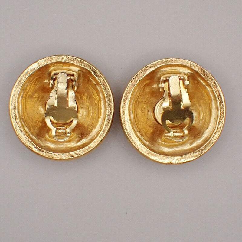 Chanel Cc Logo Round Button Earrings