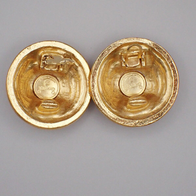 Chanel Cc Logo Round Button Earrings