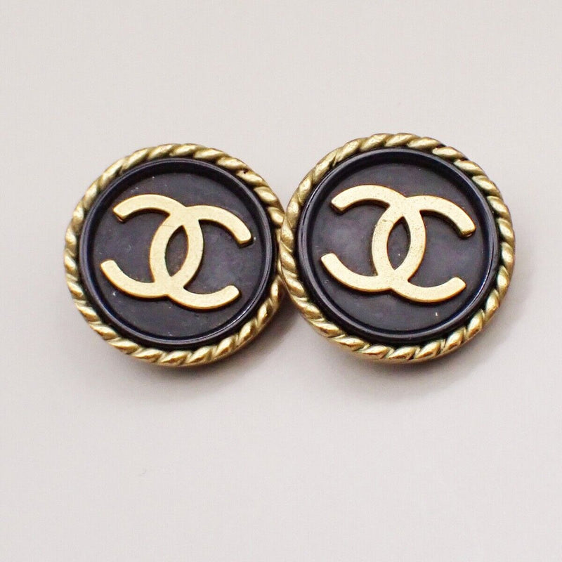 Chanel Cc Logo Round Button Earrings 94A