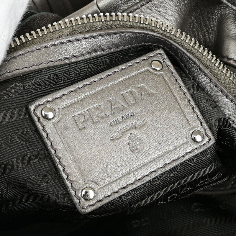 Prada Logo Frills Shoulder Bag Leather