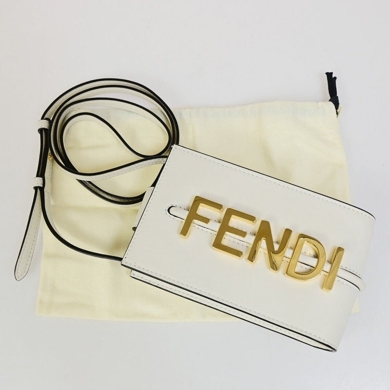 Fendi Logo Mini Shoulder Bag Leather