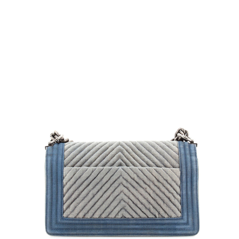 Chanel Boy Flap Bag Chevron Denim Old