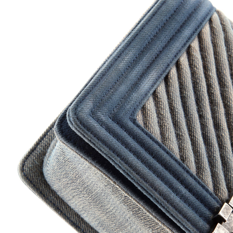 Chanel Boy Flap Bag Chevron Denim Old