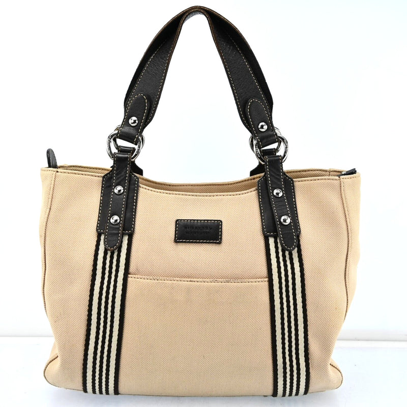 Burberry Hand Bag Canvas Leather