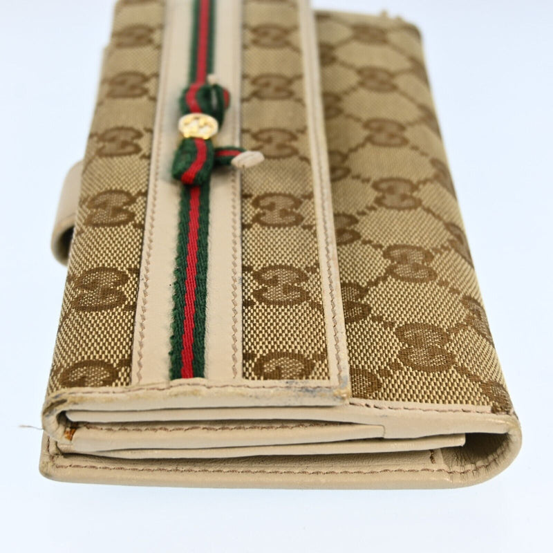 Gucci Gg Canvas Leather Long Wallet