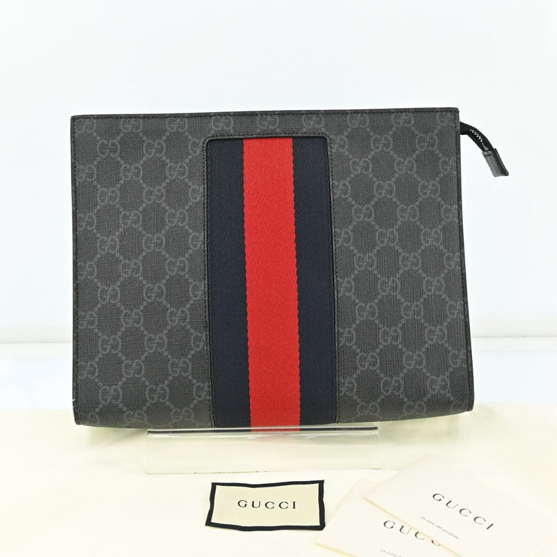 Gucci Gg Supreme Webbing Line Clutch Bag