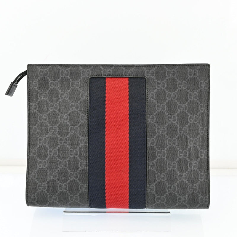 Gucci Gg Supreme Webbing Line Clutch Bag