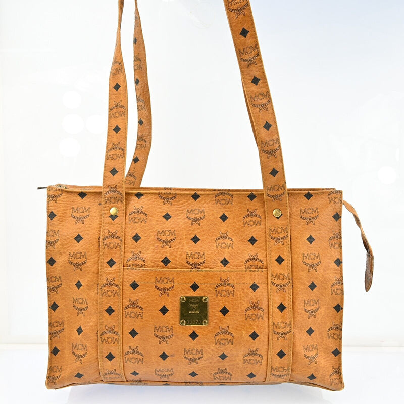 Mcm Visetos Leather Tote Shoulder