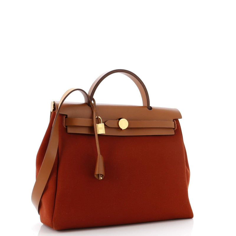 Hermes Herbag Zip Leather And Toile 31