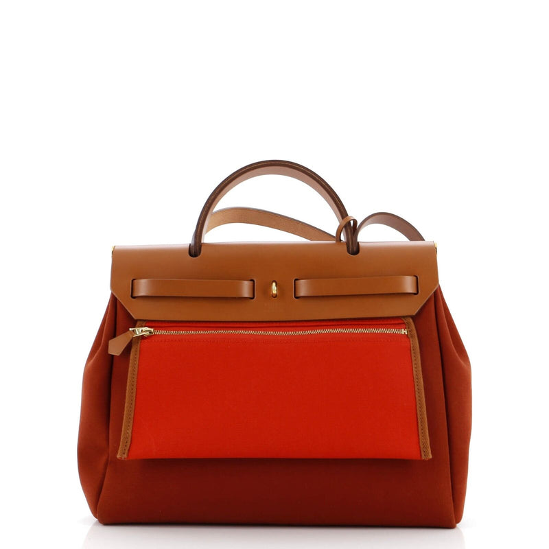 Hermes Herbag Zip Leather And Toile 31