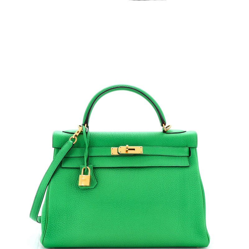 Hermes Kelly Handbag Green Togo With